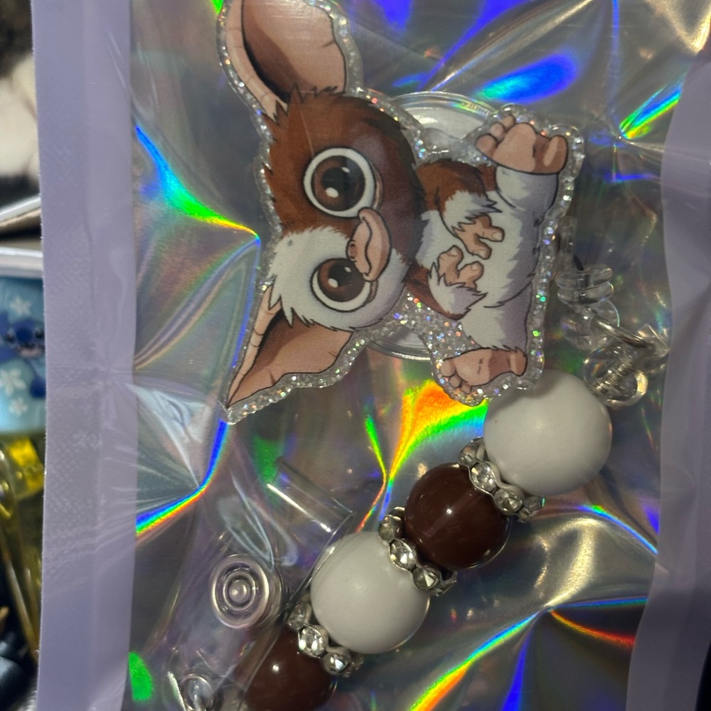 *handmade* gizmo beaded badge reel